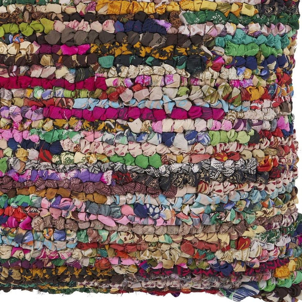 26" Brown And Rainbow Floor Abstract Rayon Throw Pillow Cover — view 6