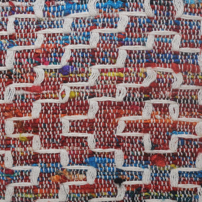 20" Red Blue And Natural Geometric Polyester Blend Throw Pillow Cover with Tassels