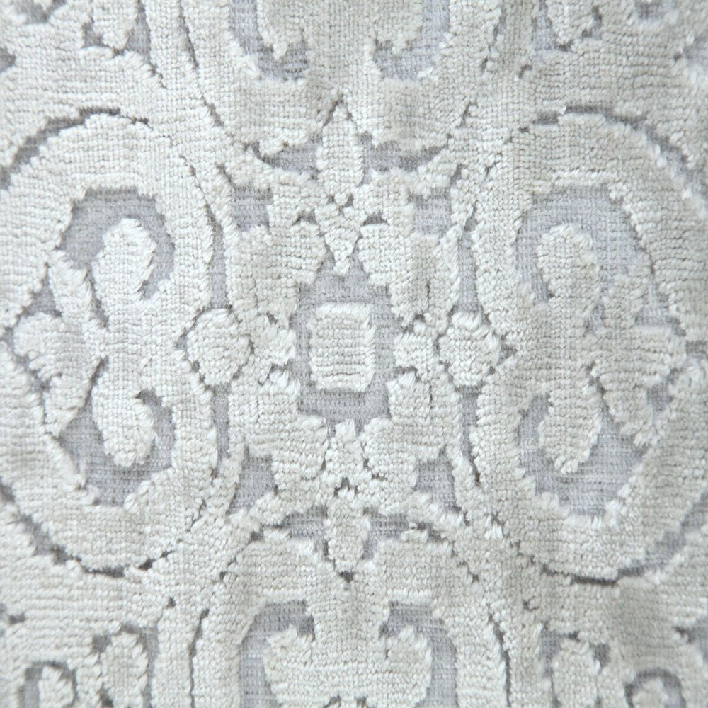 18" Silver And Gray Medallion Viscose Throw Pillow Cover with Tassels — view 5
