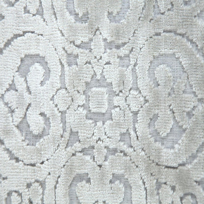 18" Silver And Gray Medallion Viscose Throw Pillow Cover with Tassels