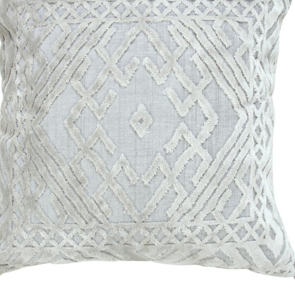 18" Gray And Silver Geometric Viscose Throw Pillow Cover with Tassels — view 6