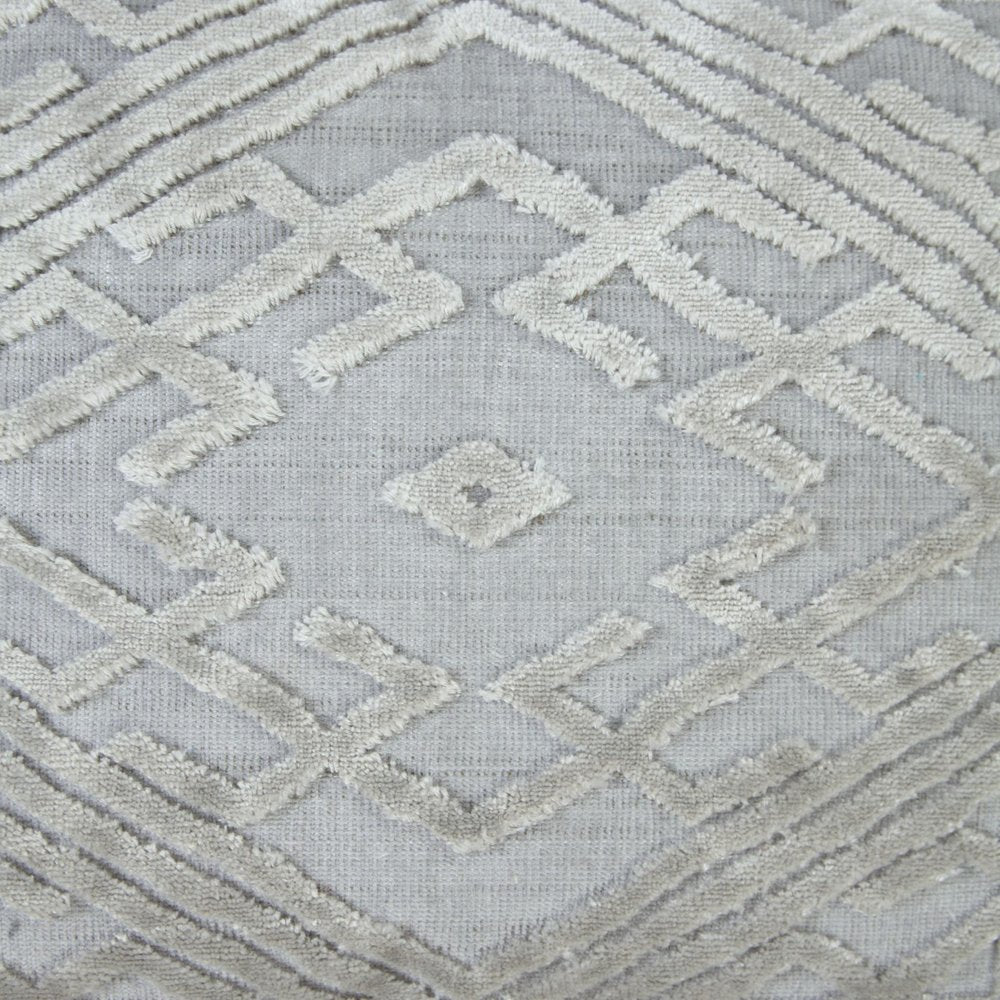 18" Gray And Silver Geometric Viscose Throw Pillow Cover with Tassels — view 5