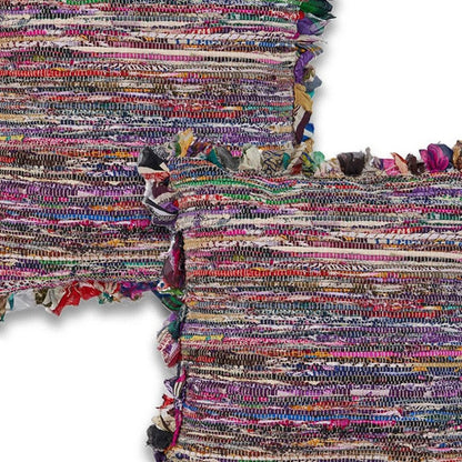 Set of Two 18" Indigo Pink And Red Floor Striped Rayon Throw Pillow Covers HomeRoots