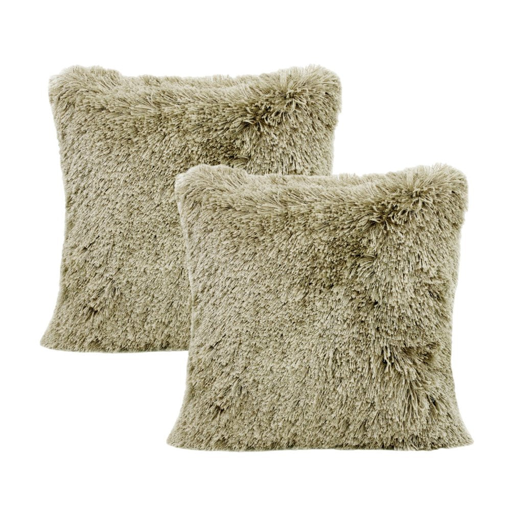 Set of Two 20" Taupe Throw Pillows