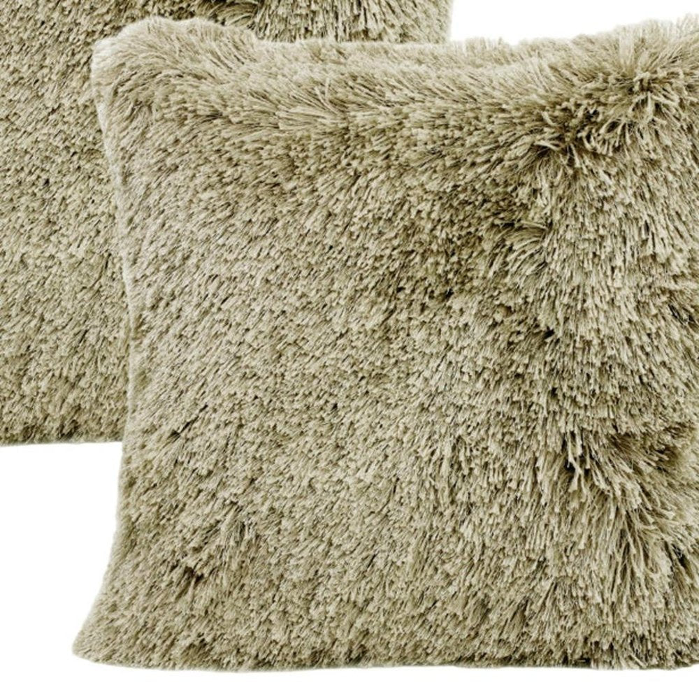 Set of Two 20" Taupe Throw Pillows