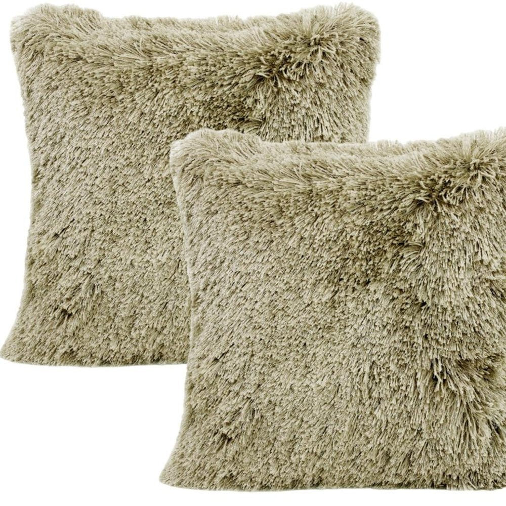 Set of Two 20" Taupe Throw Pillows