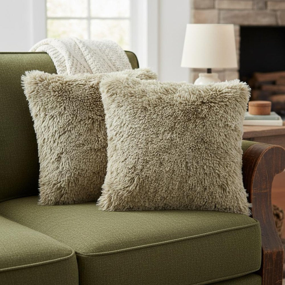 Set of Two 20" Taupe Throw Pillows — view 4