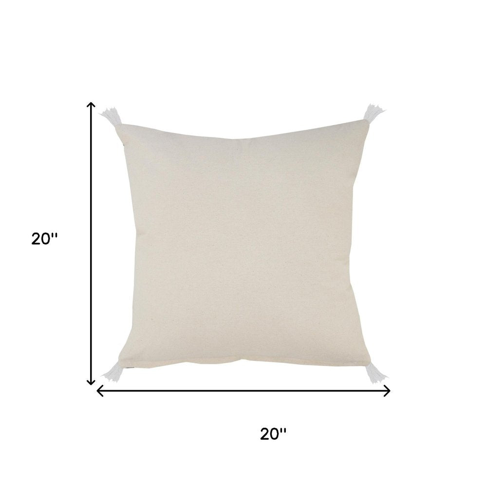 Set of Two 20" Beige And Brown Cotton Throw Pillows with Tufts