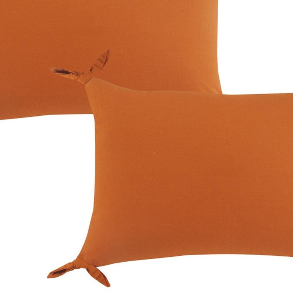 Set of Two 16" X 24" Orange Lumbar Cotton Throw Pillows — view 7