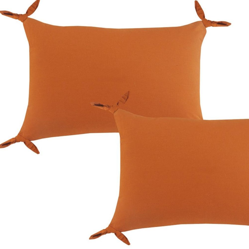 Set of Two 16" X 24" Orange Lumbar Cotton Throw Pillows — view 8