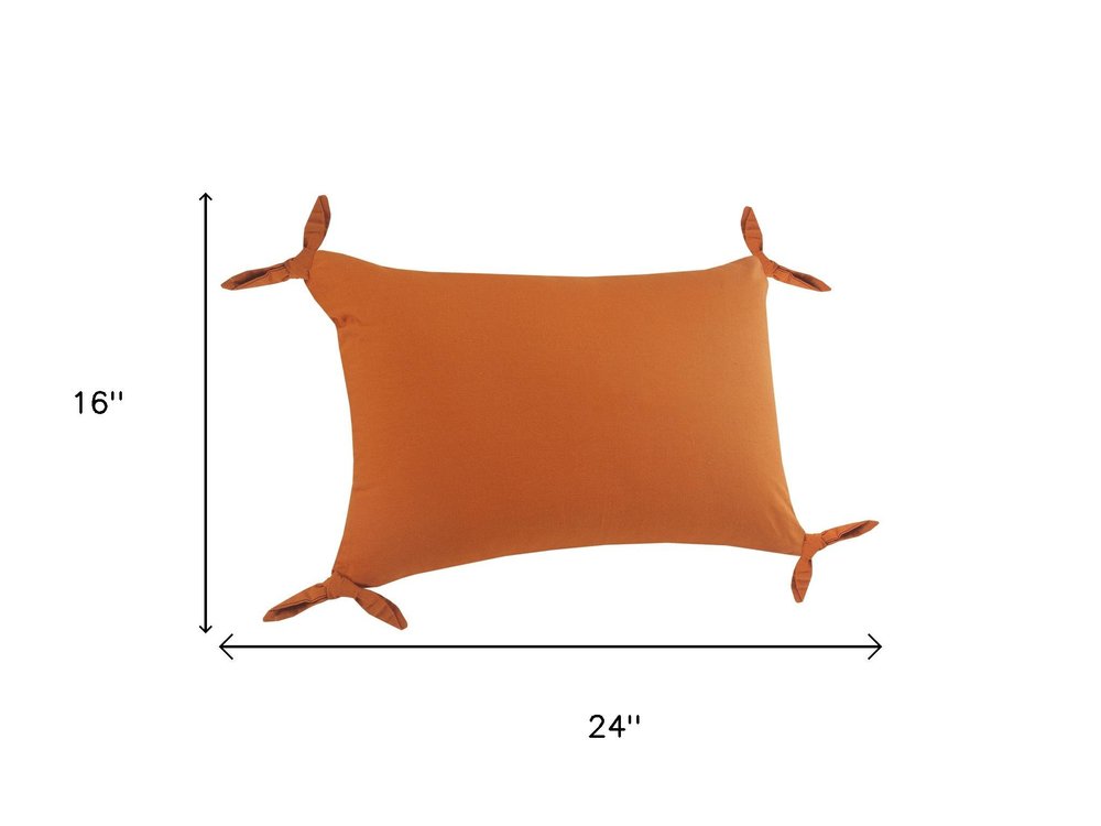 Set of Two 16" X 24" Orange Lumbar Cotton Throw Pillows