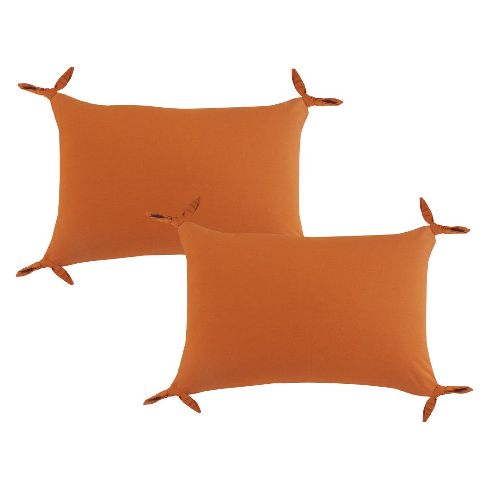 Set of Two 16" X 24" Orange Lumbar Cotton Throw Pillows — view 1