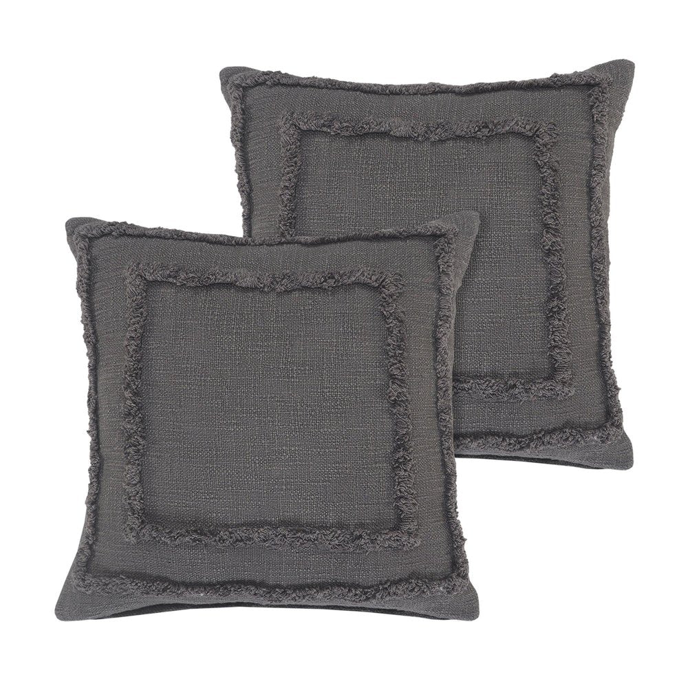 Set of Two 20" Dark Gray Geometric Cotton Throw Pillows — view 8