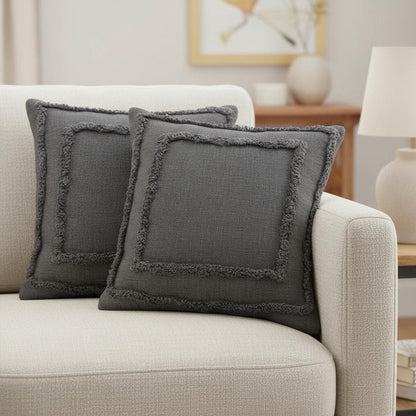 Set of Two 20" Dark Gray Geometric Cotton Throw Pillows