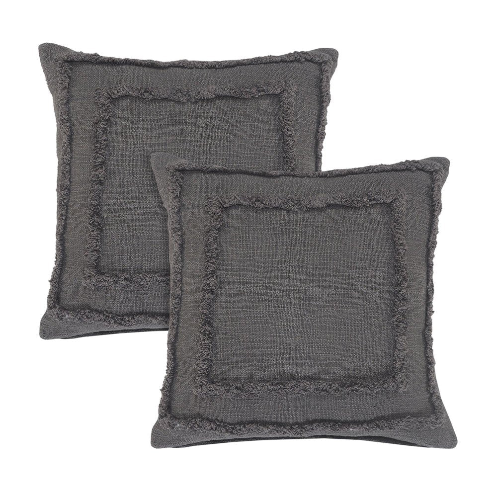 Set of Two 20" Dark Gray Geometric Cotton Throw Pillows — view 1