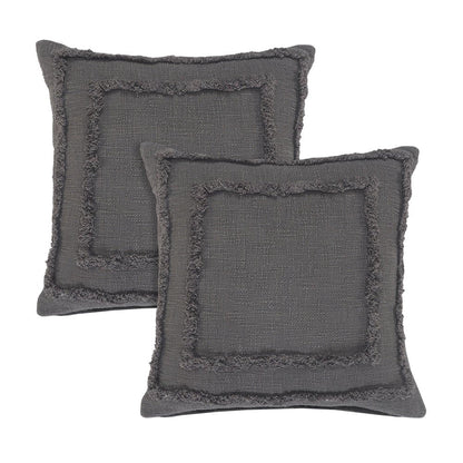 Set of Two 20" Dark Gray Geometric Cotton Throw Pillows