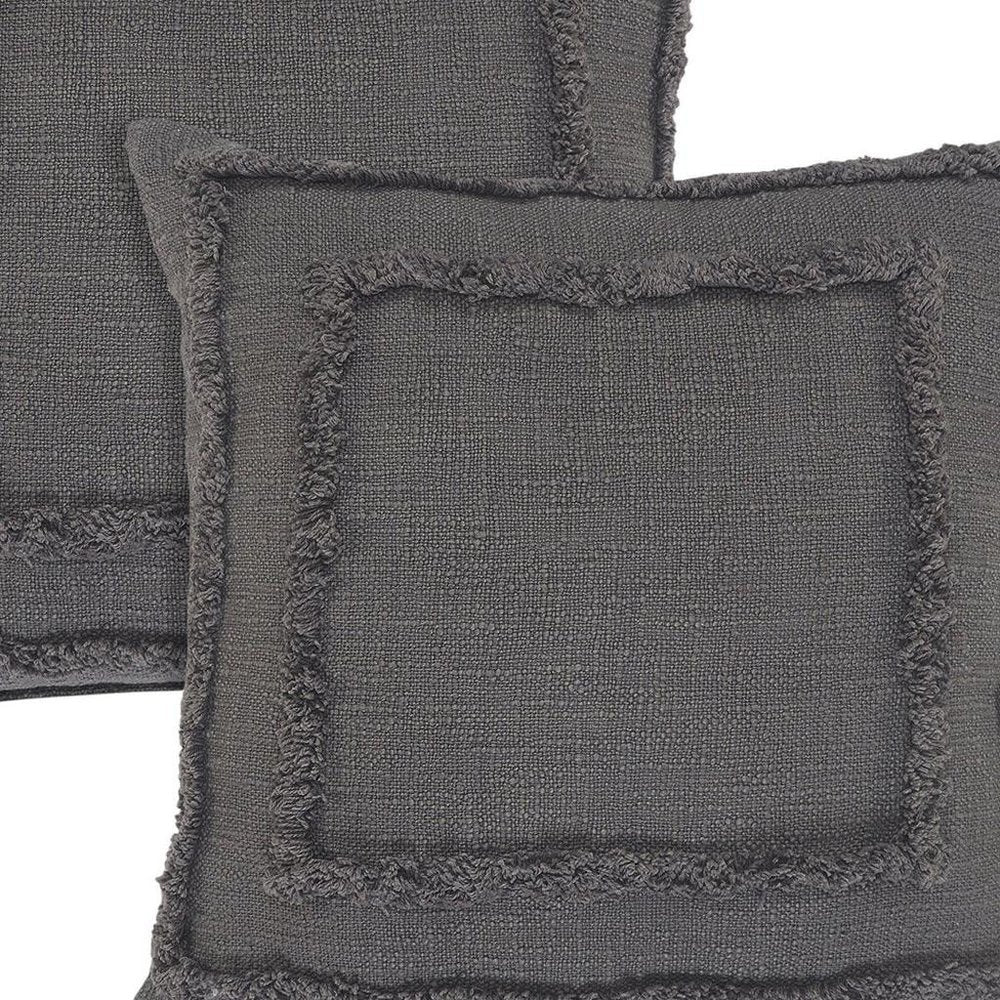 Set of Two 20" Dark Gray Geometric Cotton Throw Pillows — view 7