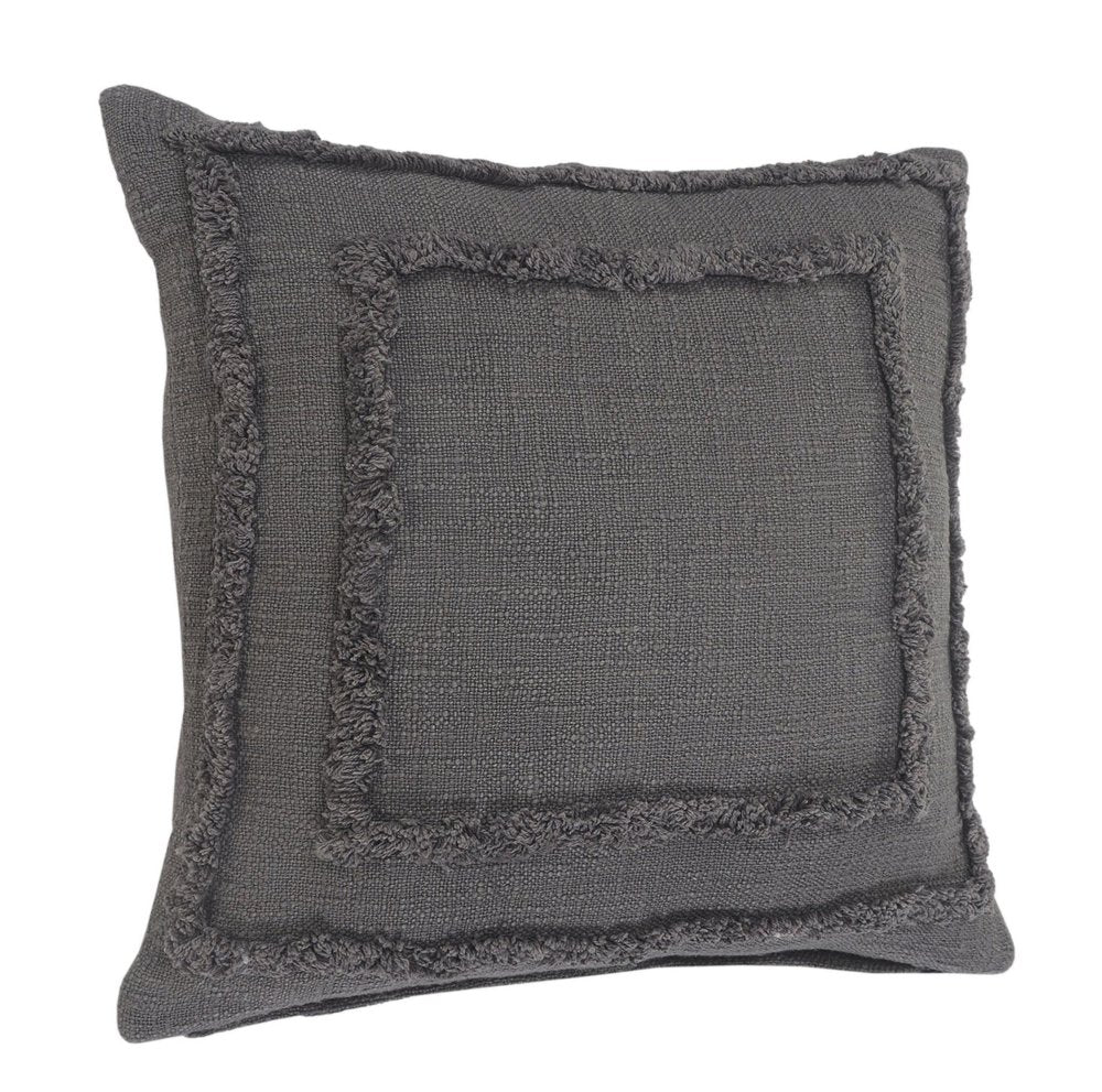 Set of Two 20" Dark Gray Geometric Cotton Throw Pillows