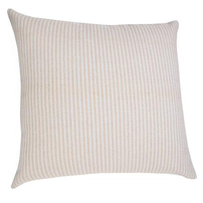 Set of Two 20" Beige And Natural Striped Cotton Throw Pillows