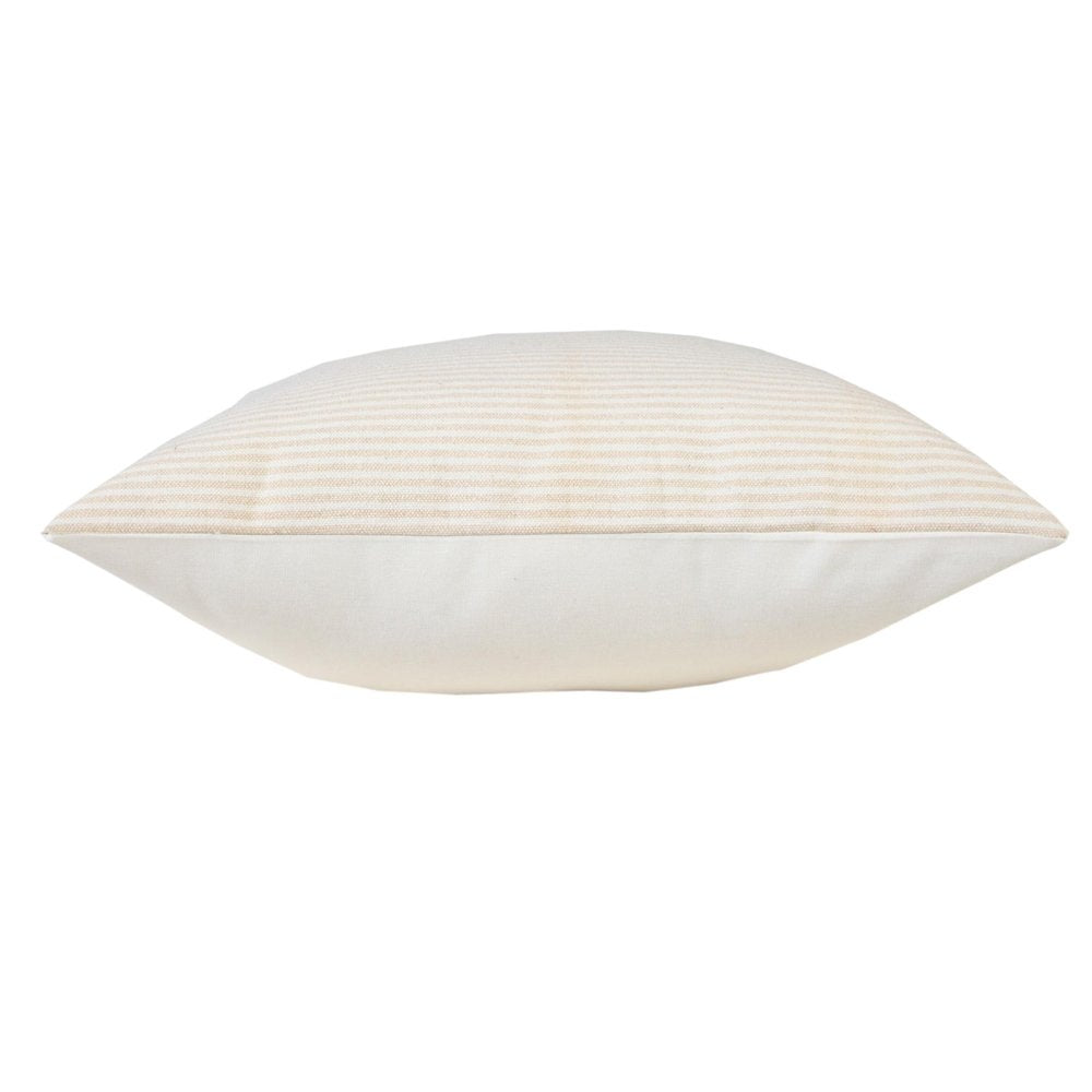 Set of Two 20" Beige And Natural Striped Cotton Throw Pillows
