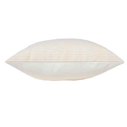 Set of Two 20" Beige And Natural Striped Cotton Throw Pillows