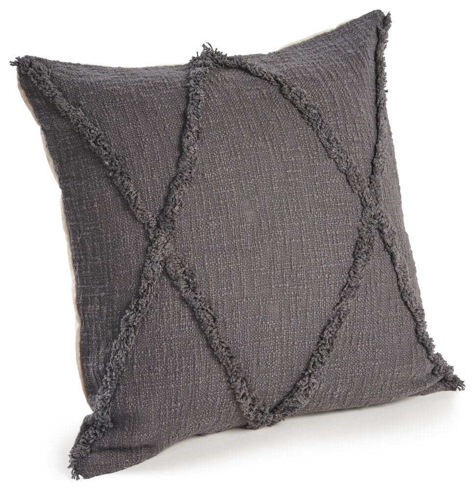 Set of Four 20" Dark Gray Diamond Cotton Throw Pillows
