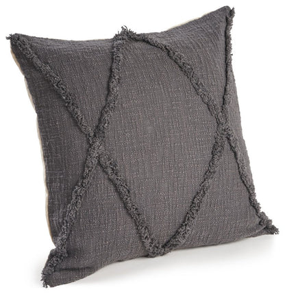 Set of Four 20" Dark Gray Diamond Cotton Throw Pillows