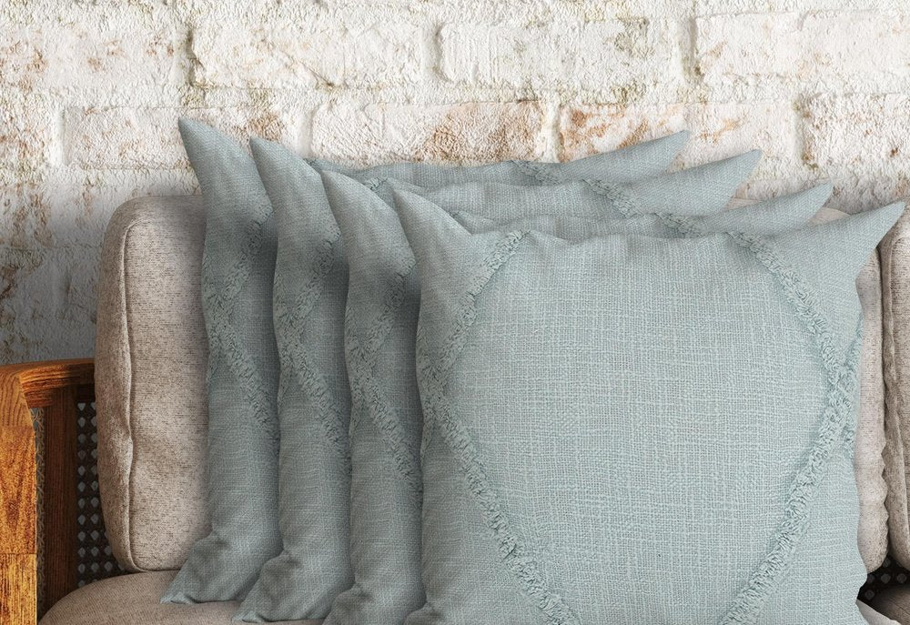 Set of Four 18" Light Blue Diamond Cotton Throw Pillows — view 1