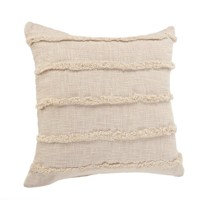 Set of Four 20" Beige Striped Cotton Throw Pillows