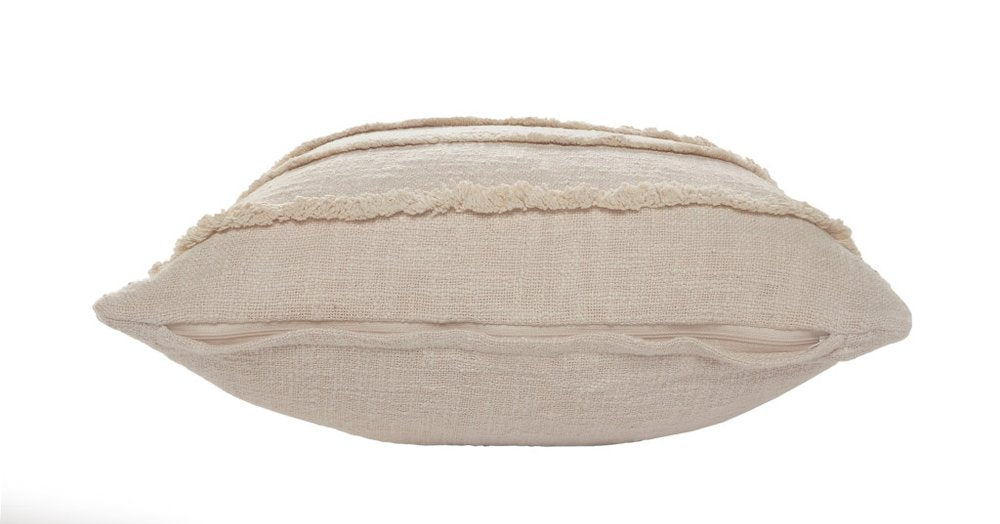 Set of Four 20" Beige Striped Cotton Throw Pillows — view 3