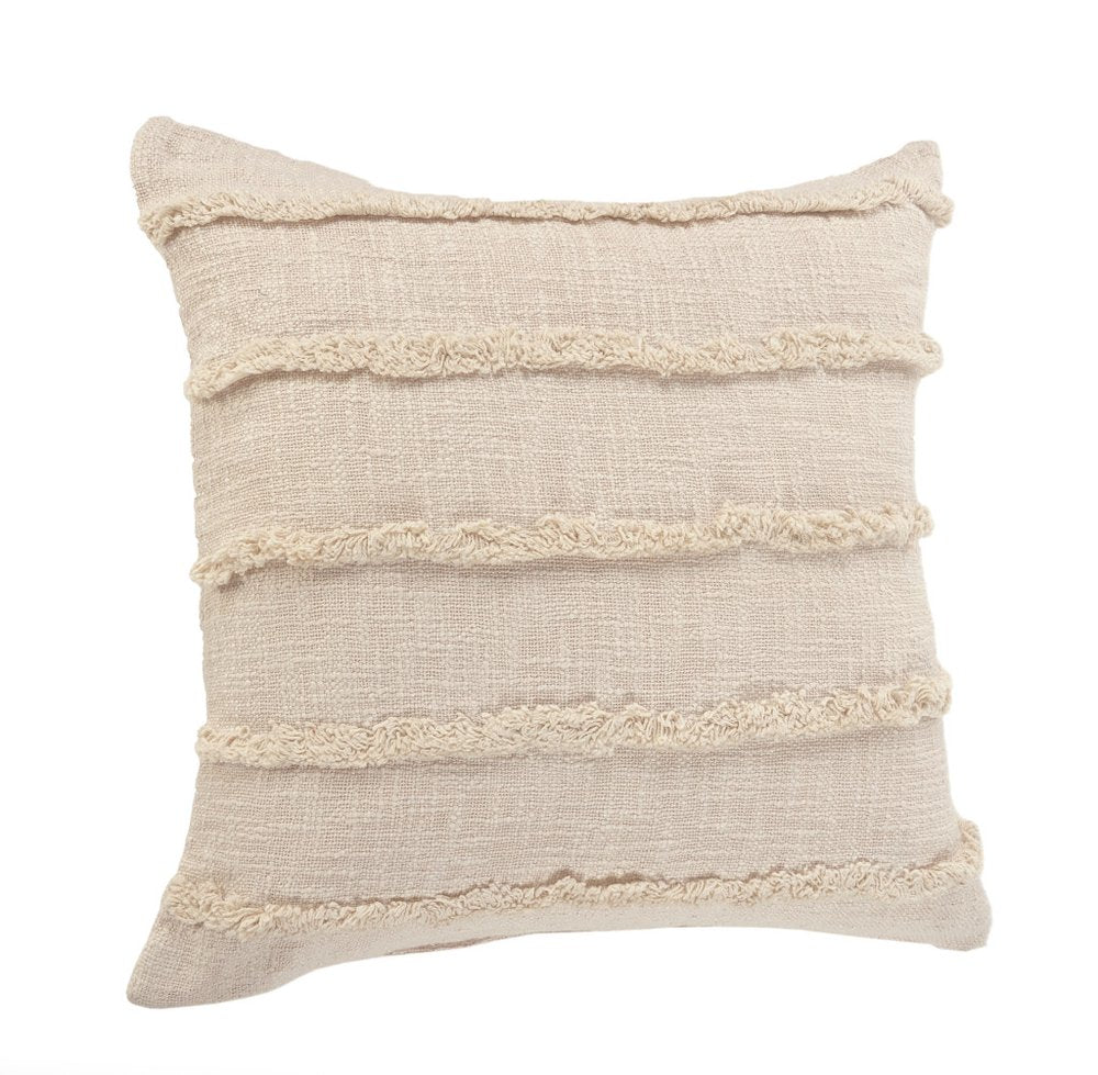 Set of Four 20" Beige Striped Cotton Throw Pillows — view 6