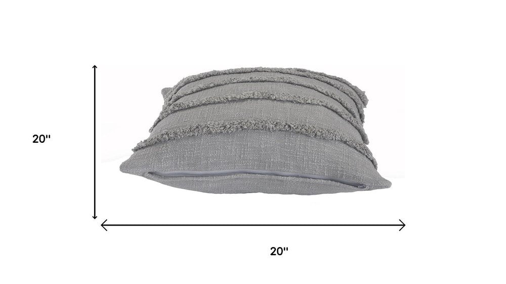 Set of Four 20" Gray Striped Cotton Throw Pillows