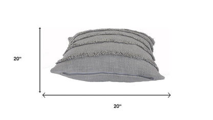 Set of Four 20" Gray Striped Cotton Throw Pillows