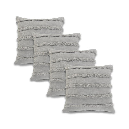 Set of Four 20" Gray Striped Cotton Throw Pillows