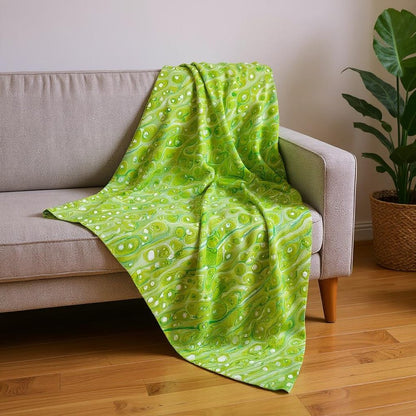 50" X 70" Green And Off White Abstract Plush Throw Blanket HomeRoots