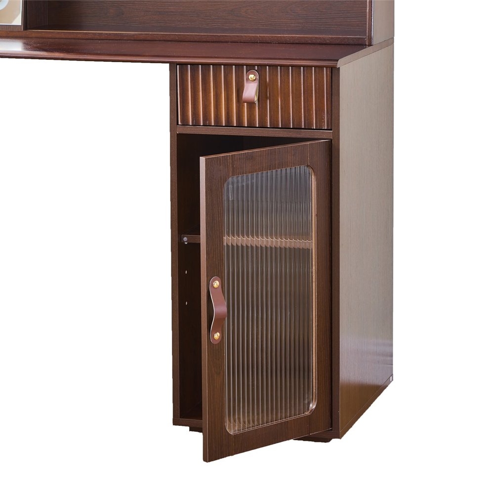47" Brown Wood Mirrored Vanity Table HomeRoots