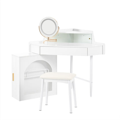 56" White Wood Mirrored Vanity Table HomeRoots