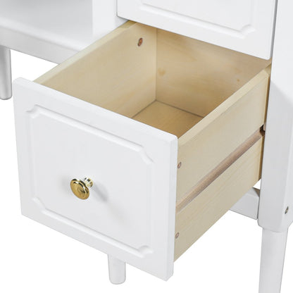 47" White Wood Mirrored Six Drawer Vanity Table HomeRoots