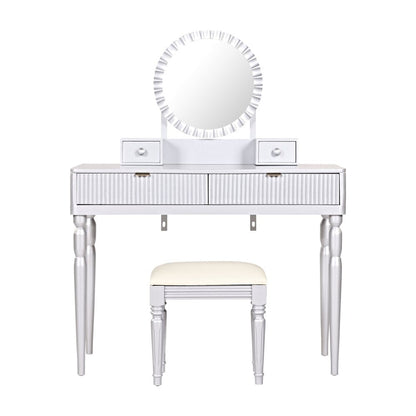39" Silver Wood Mirrored Two Drawer Vanity Table HomeRoots