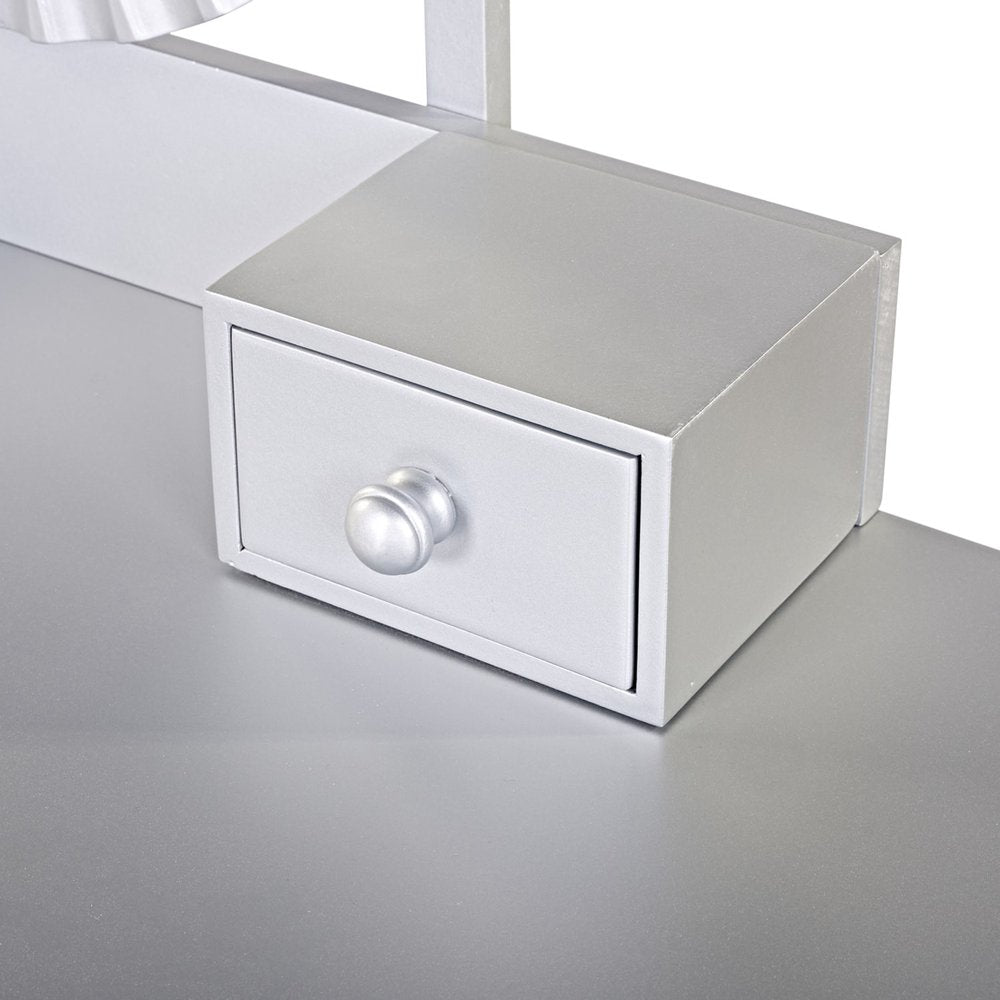 39" Silver Wood Mirrored Two Drawer Vanity Table HomeRoots