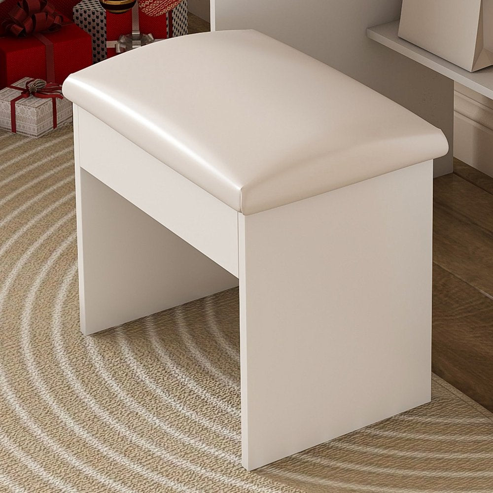 43" White Wood Mirrored Three Drawer Vanity Table HomeRoots
