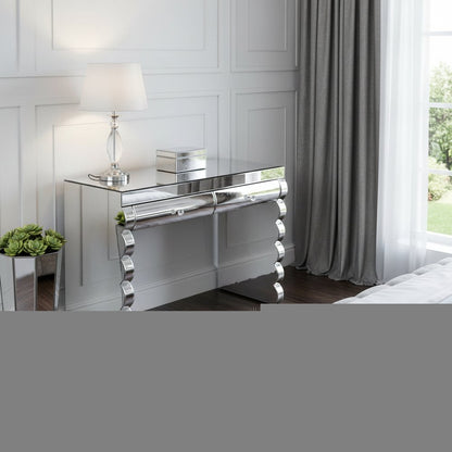 39" Silver Wood Two Drawer Vanity Table HomeRoots