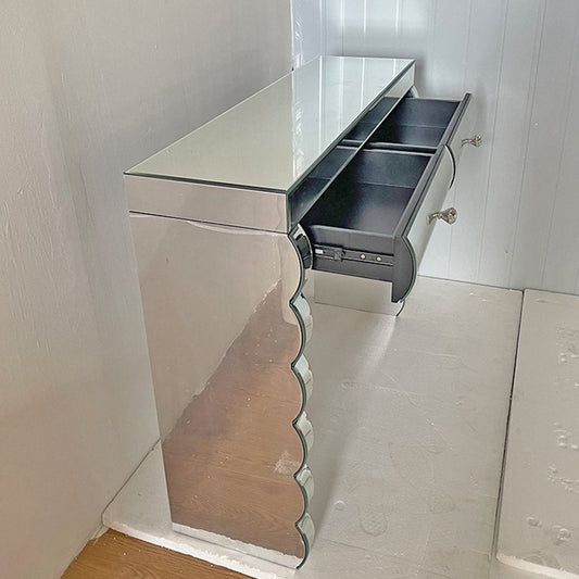 39" Silver Wood Two Drawer Vanity Table HomeRoots