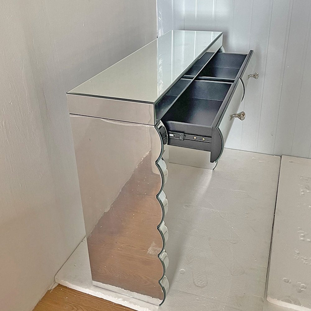 39" Silver Wood Two Drawer Vanity Table HomeRoots