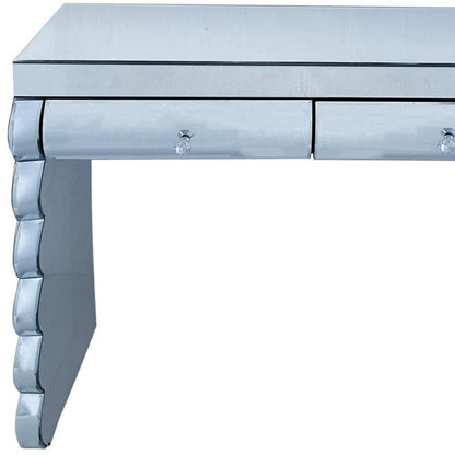 39" Silver Wood Two Drawer Vanity Table HomeRoots