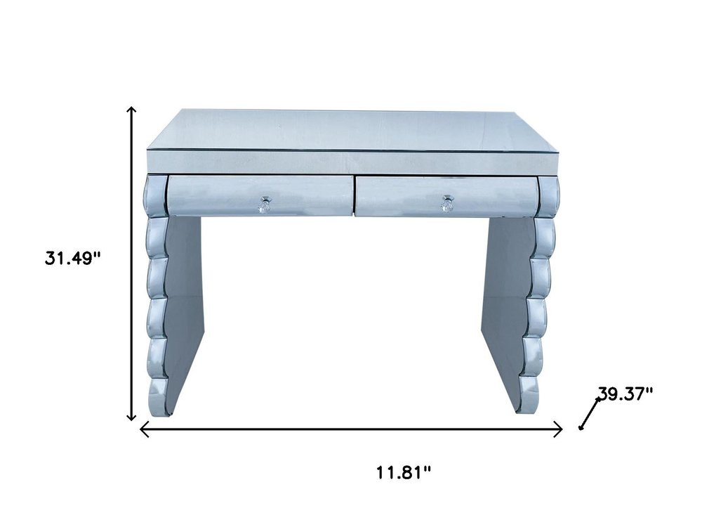 39" Silver Wood Two Drawer Vanity Table HomeRoots