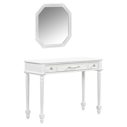 39" White Wood Mirrored Three Drawer Vanity Table HomeRoots