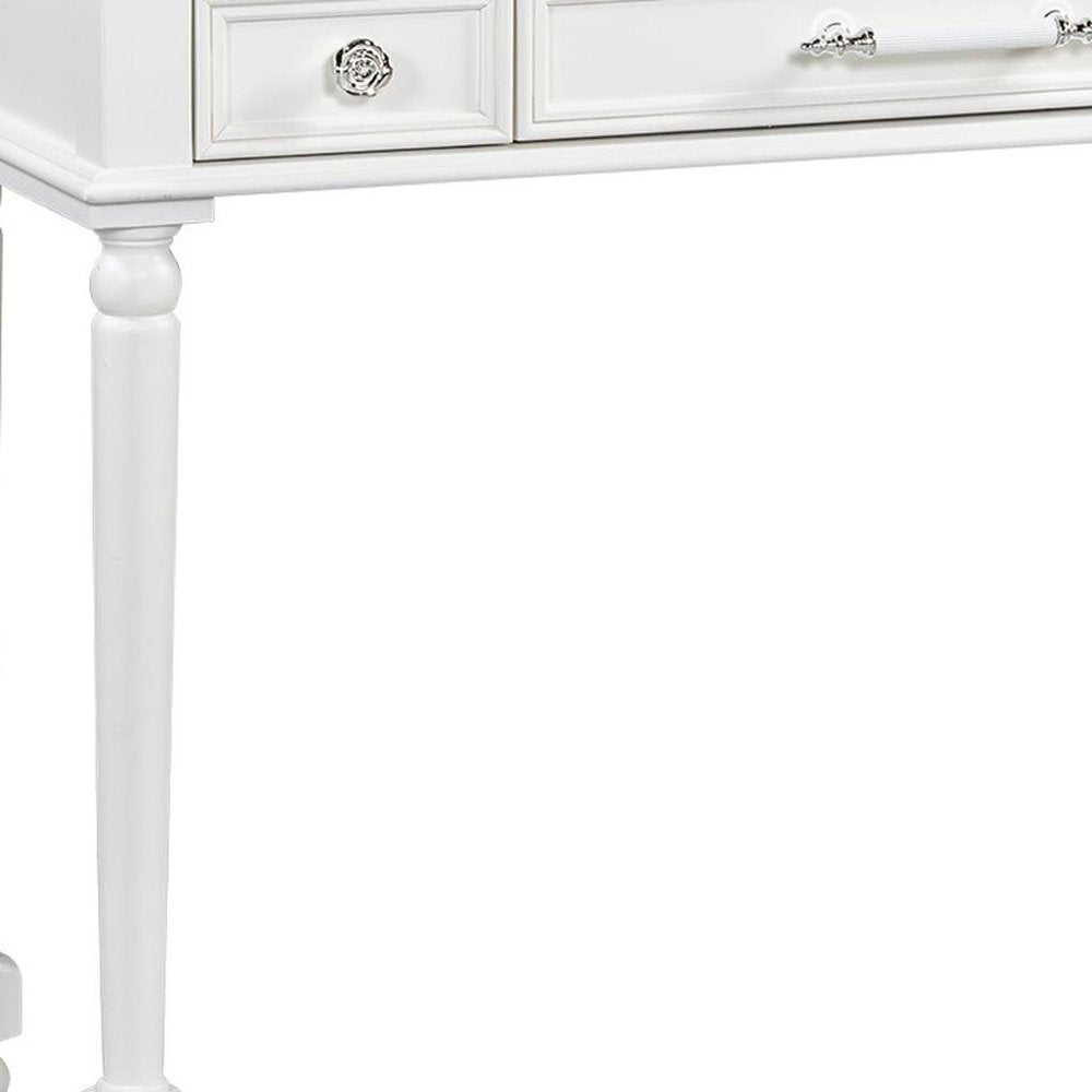 39" White Wood Mirrored Three Drawer Vanity Table HomeRoots