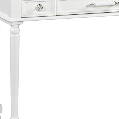 39" White Wood Mirrored Three Drawer Vanity Table HomeRoots
