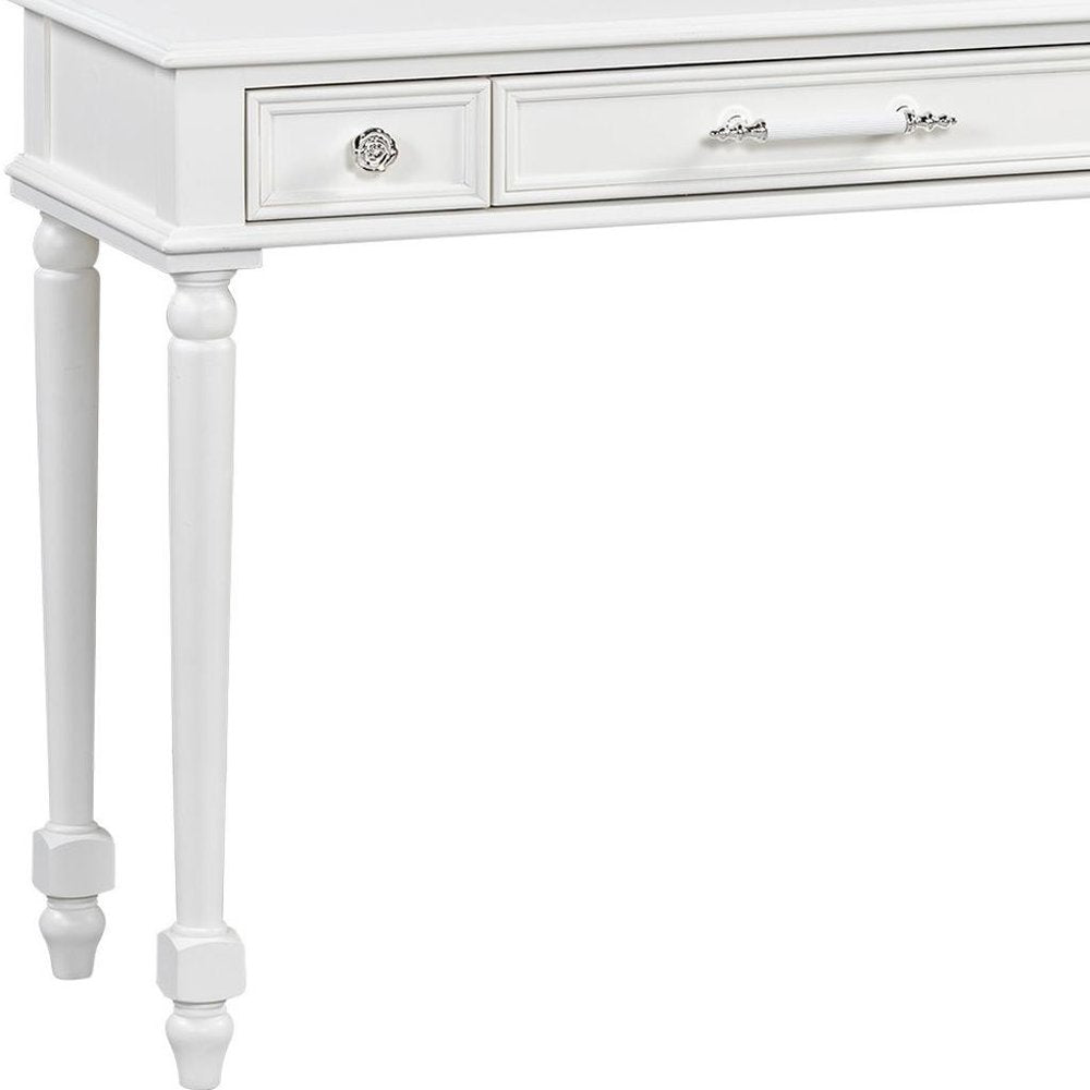 39" White Wood Mirrored Three Drawer Vanity Table HomeRoots